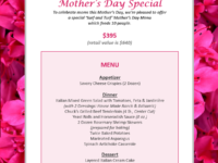 Mother's Day Menu 2020